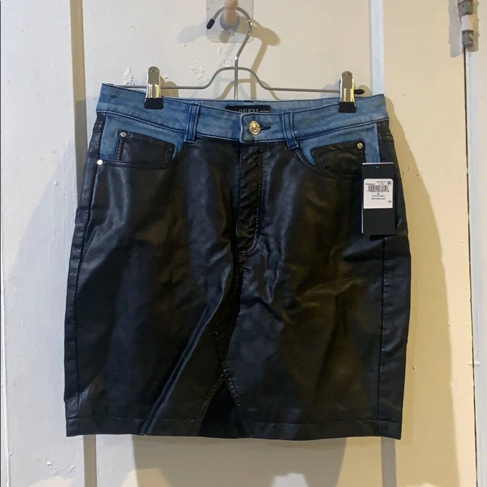 Leather Denim Mini